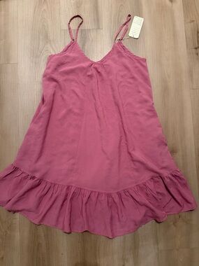 Buenos Ninos Pink Spaghetti Strap Dress with Ruffle Detail